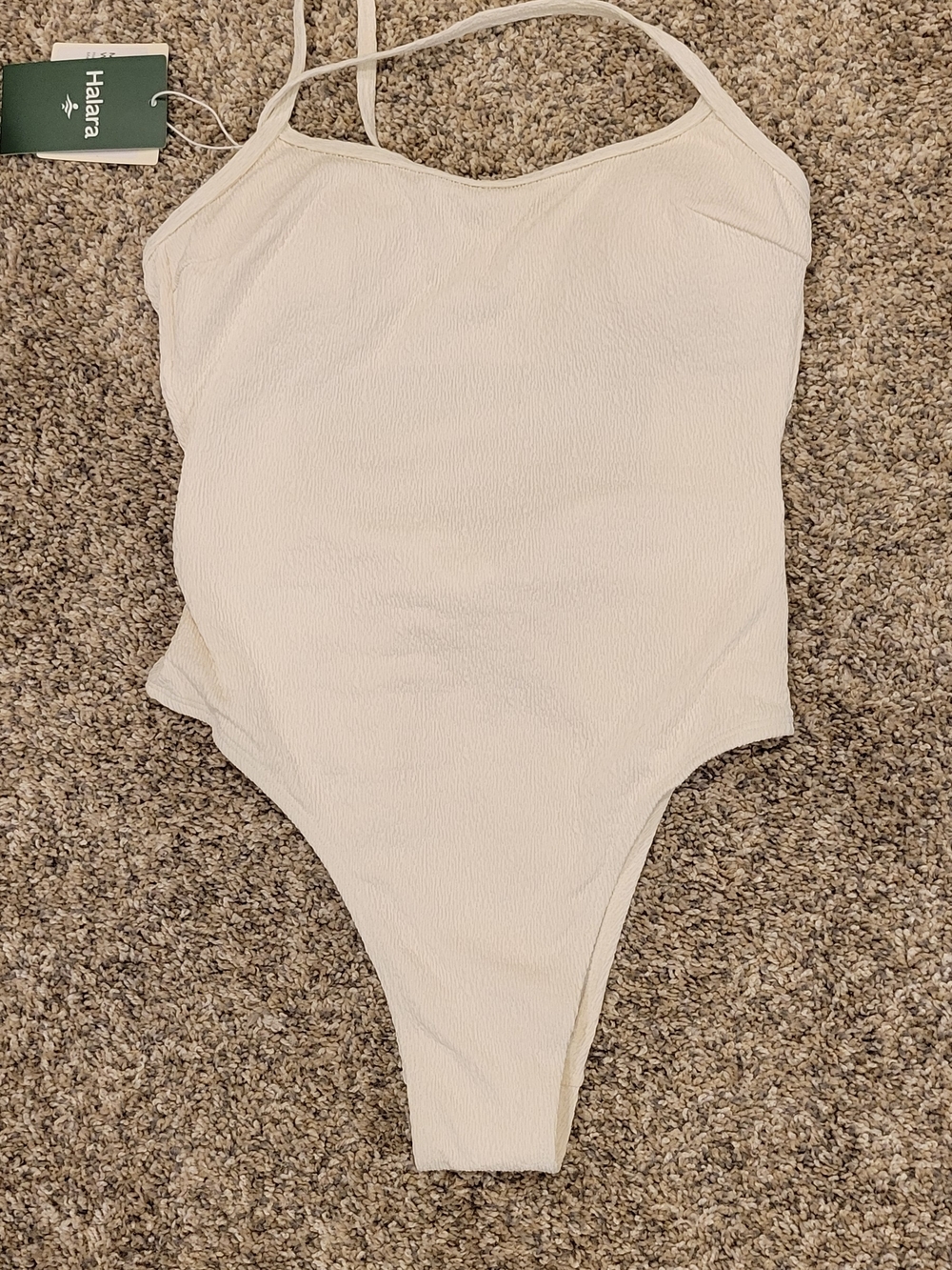 HALARA Cream Textured Scoop One-Piece Swimsuit